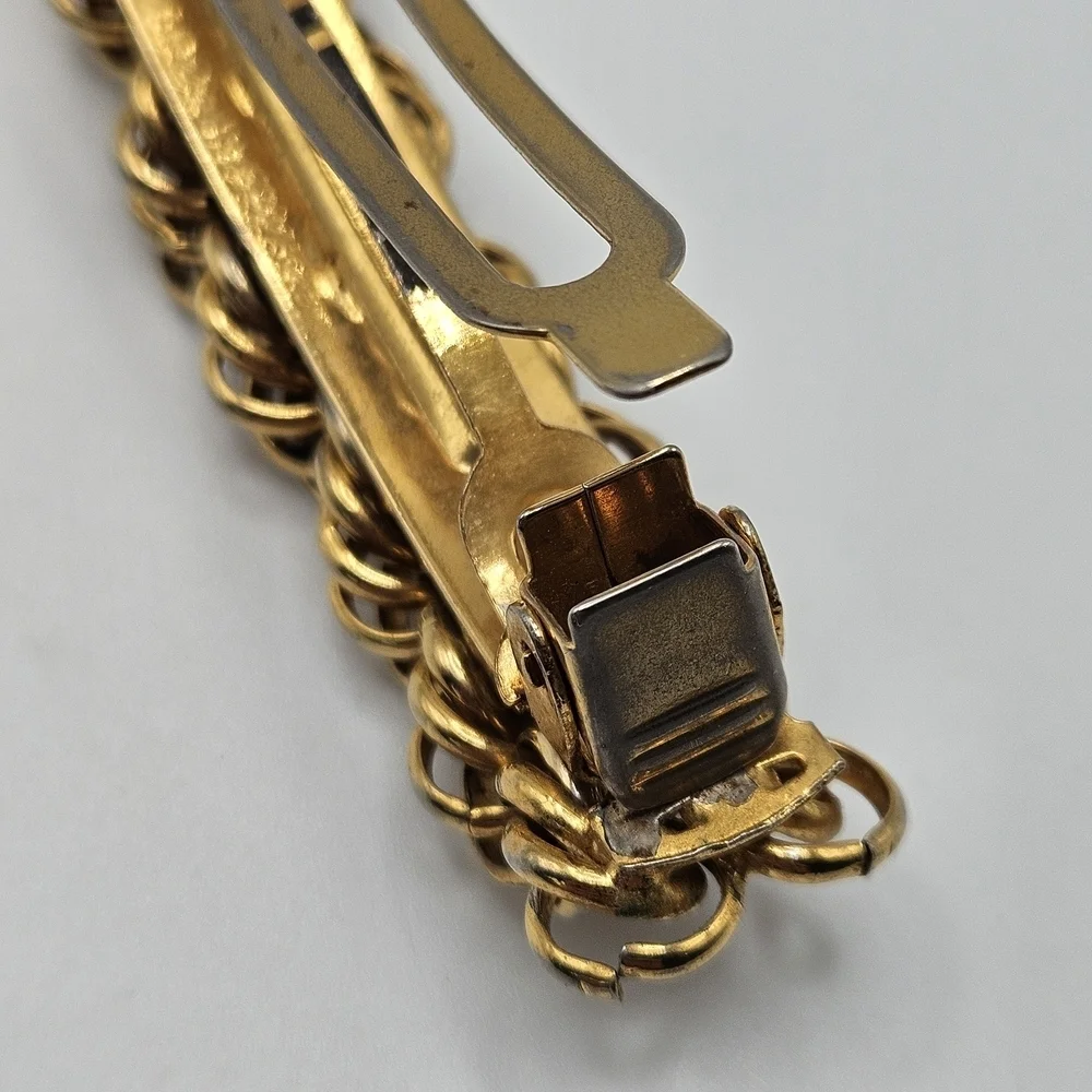 VINTAGE Gold Tone Twisted Metal Hair French Barrette Made in France